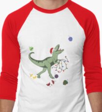 T-Rex Christmas Dinosaur - Dinosaur Christmas Men's Baseball ¾ T-Shirt