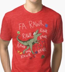 T-Rex Christmas Dinosaur - Dinosaur Christmas Tri-blend T-Shirt