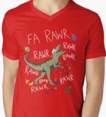 Camiseta para hombre de cuello en v Dinosaurio de Navidad T-Rex - Navidad de dinosaurios