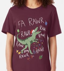 T-Rex Christmas Dinosaur - Dinosaur Christmas Slim Fit T-Shirt