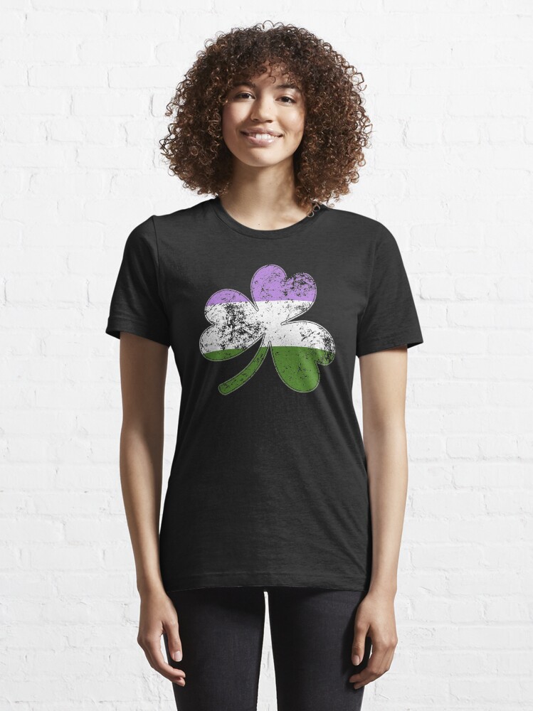 Alternate view of Genderqueer Shamrock Pride Flag Essential T-Shirt