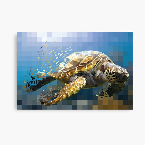 Low-Poly Pacific Green Sea Turtle Canvas Print