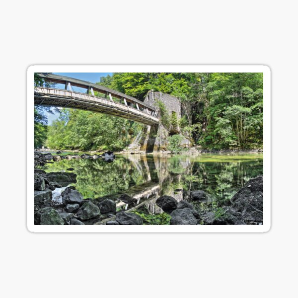 Item preview, Old building with bridge along river with reflection in forest designed and sold by Grégory DUBUS.
