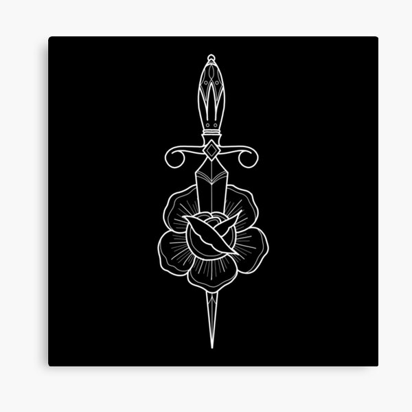 Dagger and Rose, Old School Tattoo Canvas Print