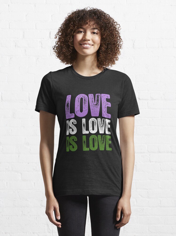 Alternate view of Genderqueer Pride Love is Love is Love Essential T-Shirt