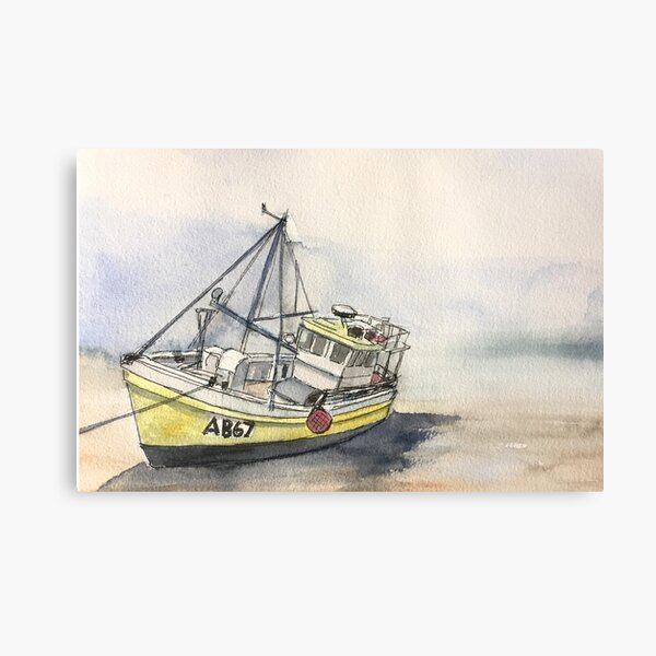 The Boat on New Quay Beach Metal Print