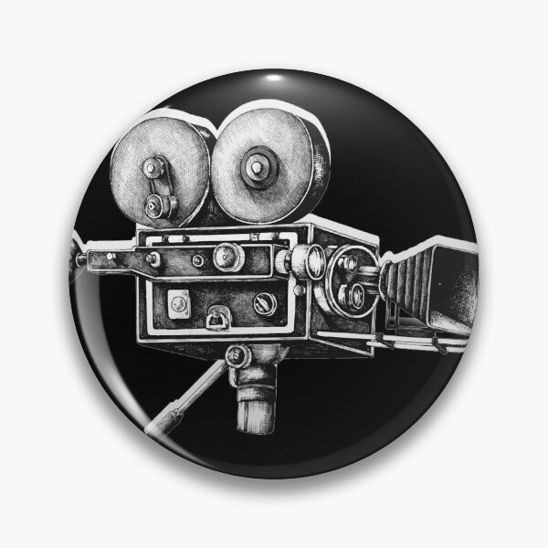 Awesome Distressed Film Video Camera Cameraman Pin