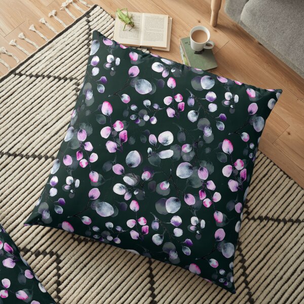 Dark abstract romantic leaves Floor Pillow