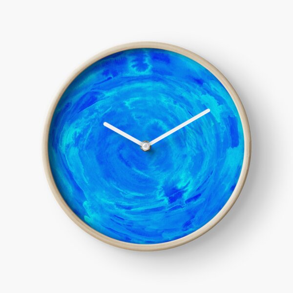 bright watercolor circle in shades of blue Clock