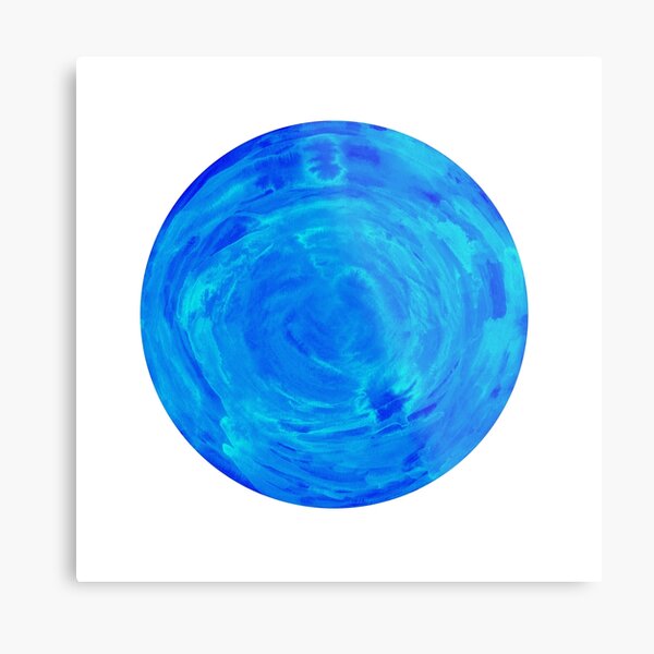 bright watercolor circle in shades of blue Metal Print