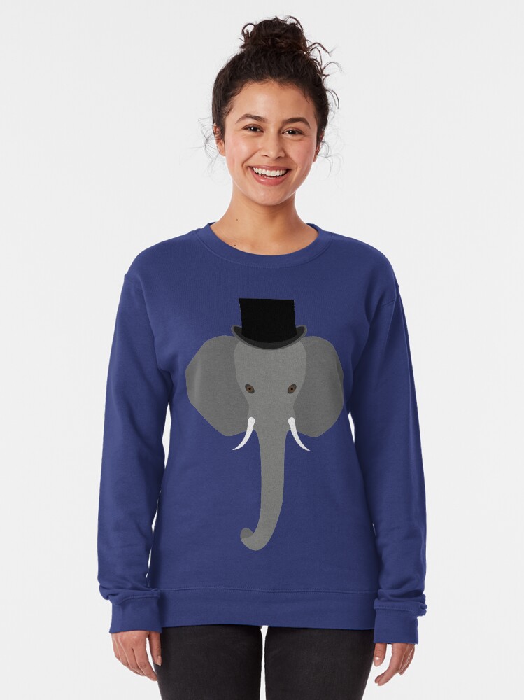 Alternate view of NDVH Elephant Wearing a Top Hat Pullover Sweatshirt