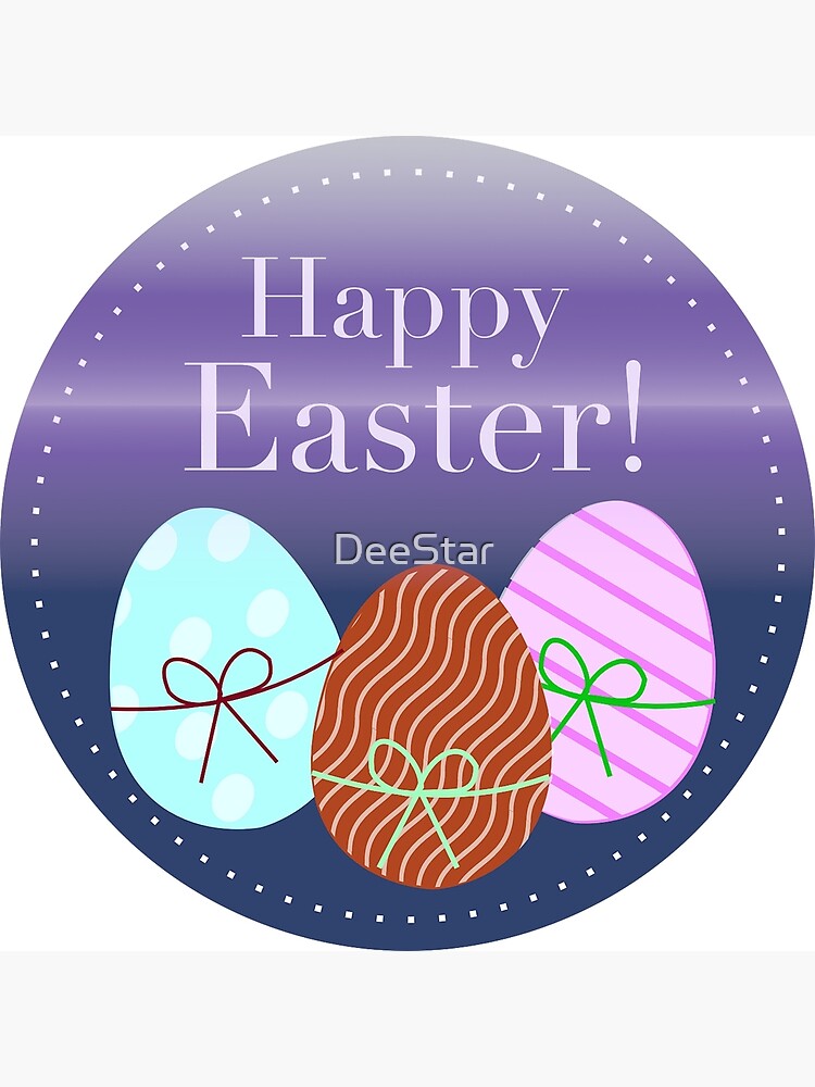 Póster Pegatina Huevos De Pascua Felices En Círculo Azul De Deestar