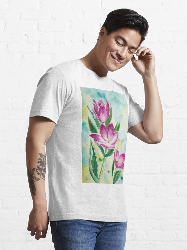 Tulip Watercolour Painting by Monika Essential T-Shirt for Sale by Monika  Wyszynska