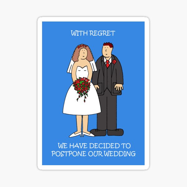 Wedding Postponement Cartoon Bride And Groom Sticker By Katetaylor Redbubble