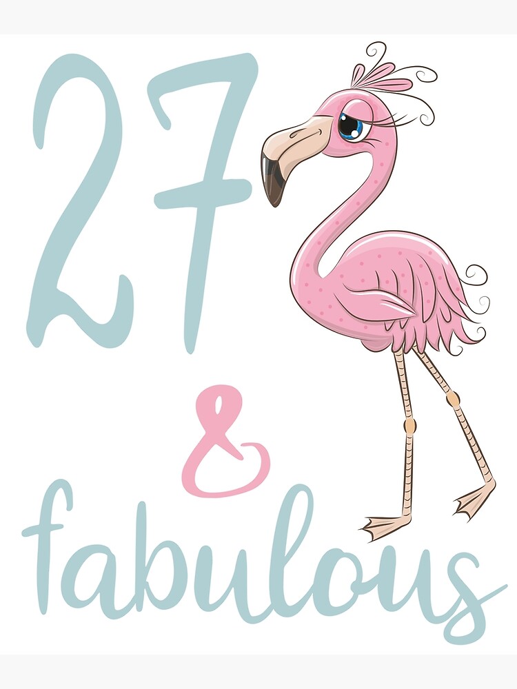 Womens Fabulous Flamingo 27th Bday Party Outfit Cute Birthday Gift For 27 Years Old Metal Print