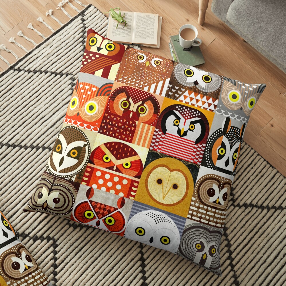 North American Owls Floor Pillow