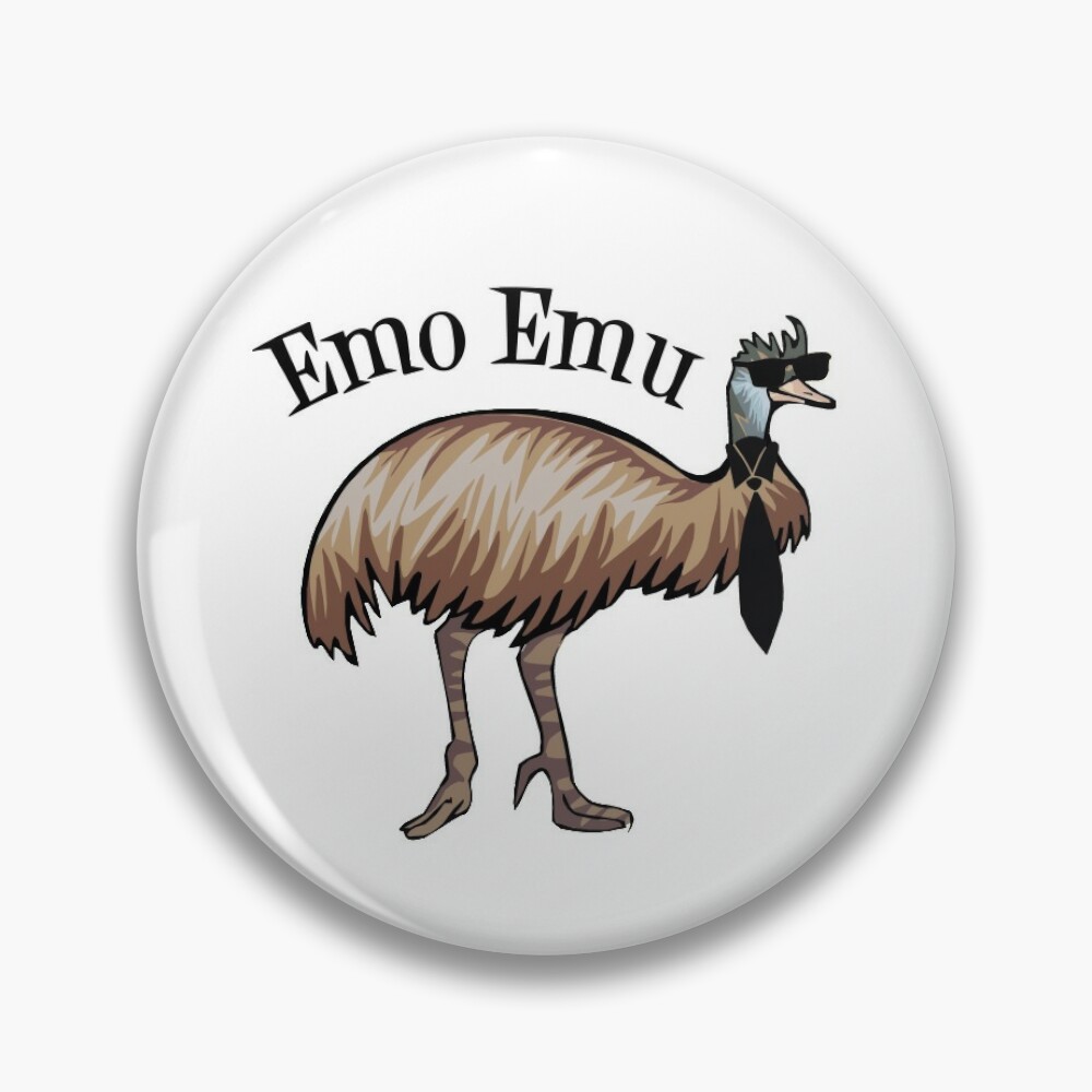 Emo Emu Funny Humor Pinback Button Pin 
