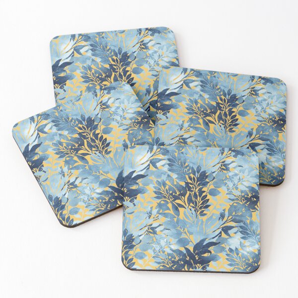 Item preview, Summer Tropical Metallic Blue & Yellow Foliage Design designed and sold by NdesignTrend.