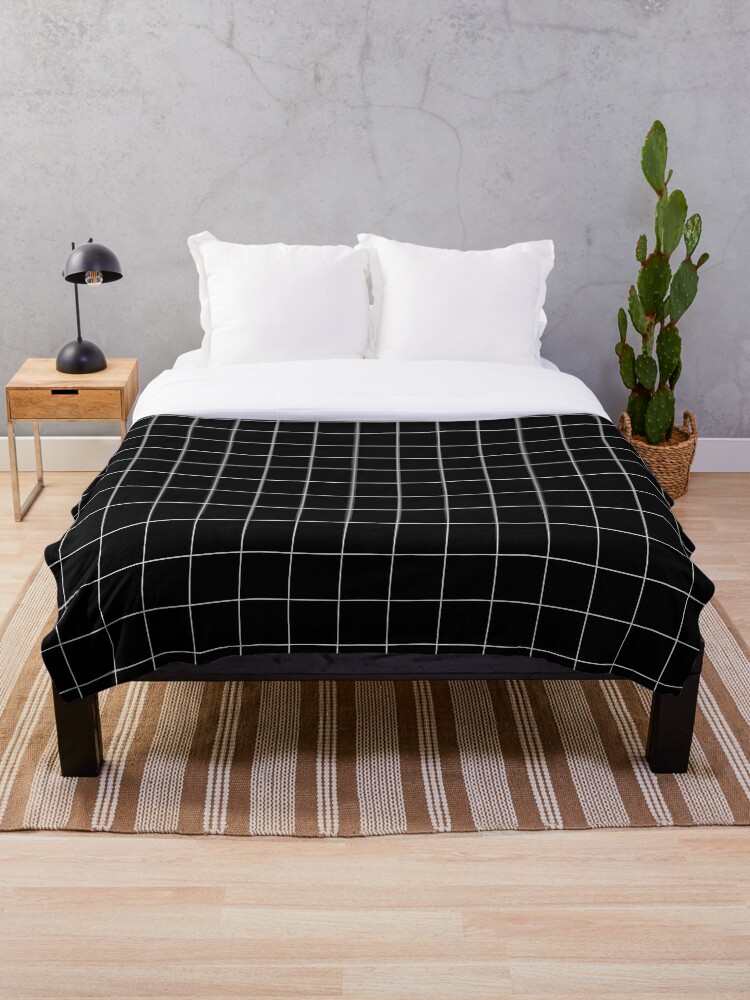 Grid Black White Throw Blanket