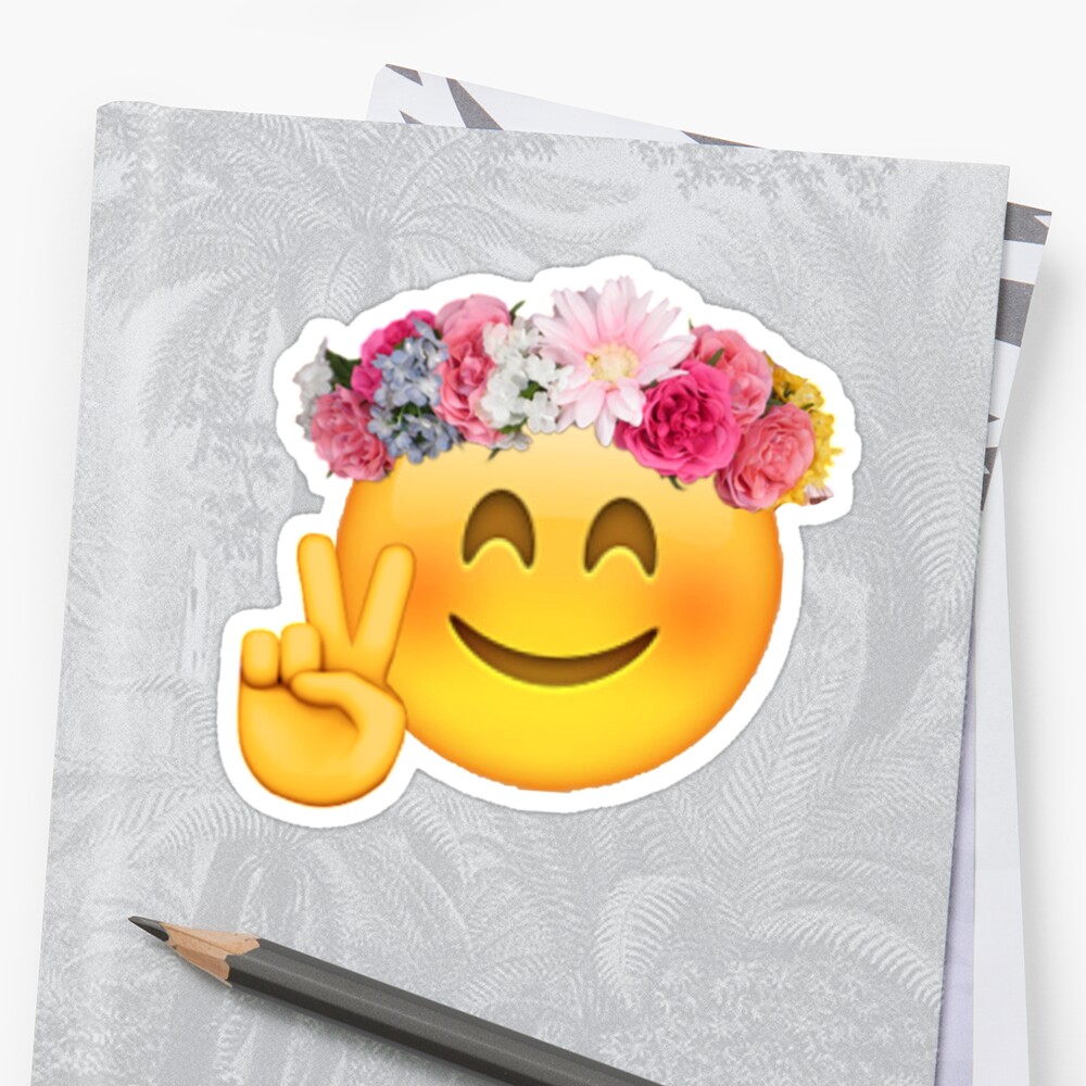 "Flower Crown Emoji" Stickers by MizSarie | Redbubble