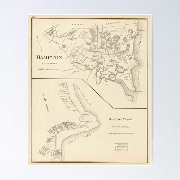 Item preview, Vintage Map of Hampton Beach NH (1892) designed and sold by BravuraMedia.