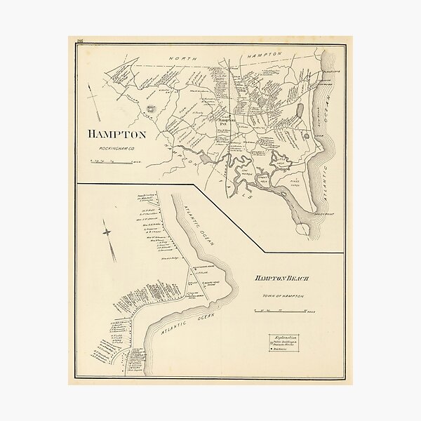 Item preview, Vintage Map of Hampton Beach NH (1892) designed and sold by BravuraMedia.