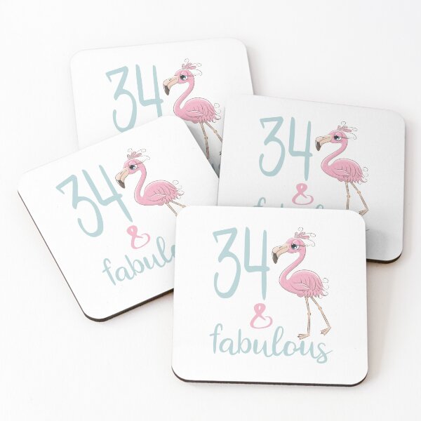 Item preview, 34th Birthday Gift For Women 34 Years Old Thirty Four Fabulous Flamingo Bday Party Outfit designed and sold by FunnySunny T-Shirts.