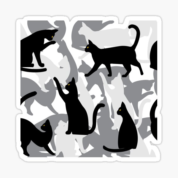 "CATS EVERYWHERE Black, gray and white cats" Sticker for Sale by SaraM
