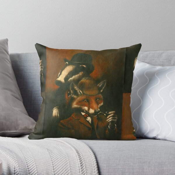 Fox And Badger Holmes And Watson Throw Pillow