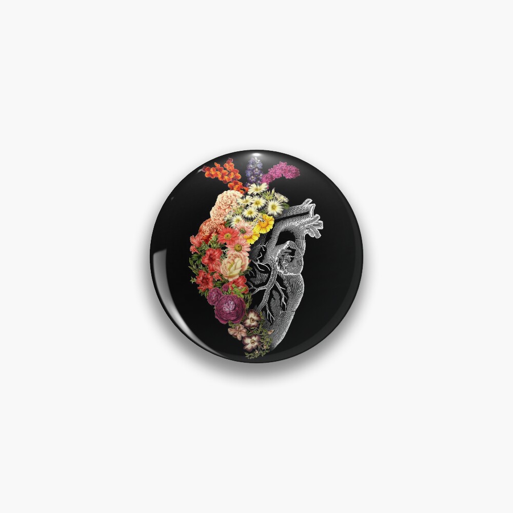 Flower Heart Spring Pin by tobiasfonseca | Redbubble Flower Heart Spring Pin Button by Tobe Fonseca