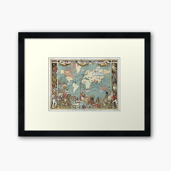 Vintage British Empire World Map (1886) Framed Art Print