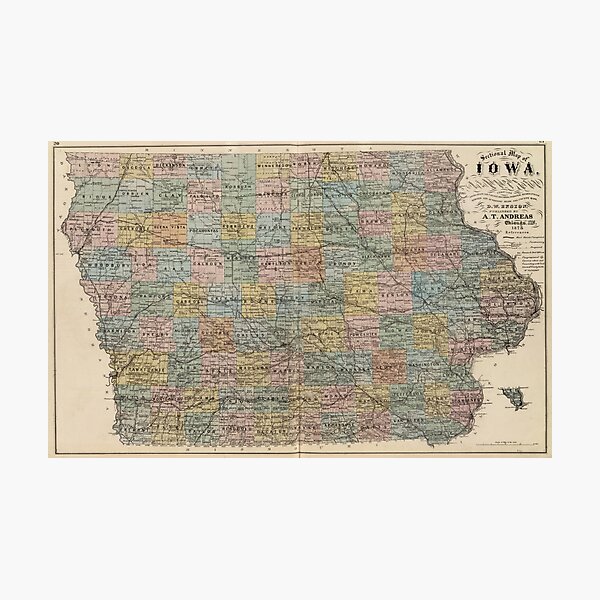 Vintage Map of Iowa (1875) Photographic Print