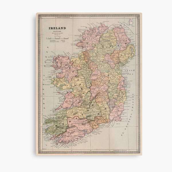 Vintage Map of Ireland (1883) Metal Print