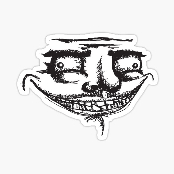 Trollface Sticker SMALL (66x55mm) meme coolface Troll Face