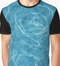 Pink Roses in Anzures 2 Outlined Blue Graphic T-Shirt