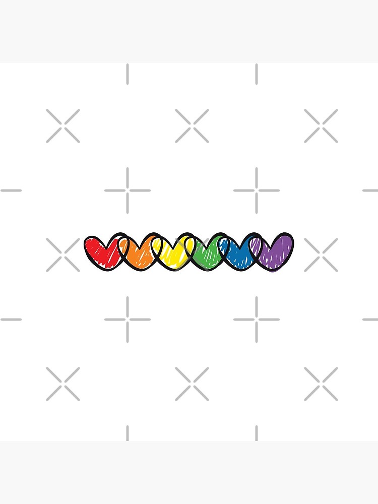 LGBT handrawn hearts rainbow flag on black Gay Lesbian Bisexual Pride interlaced hearts love is love by iresist