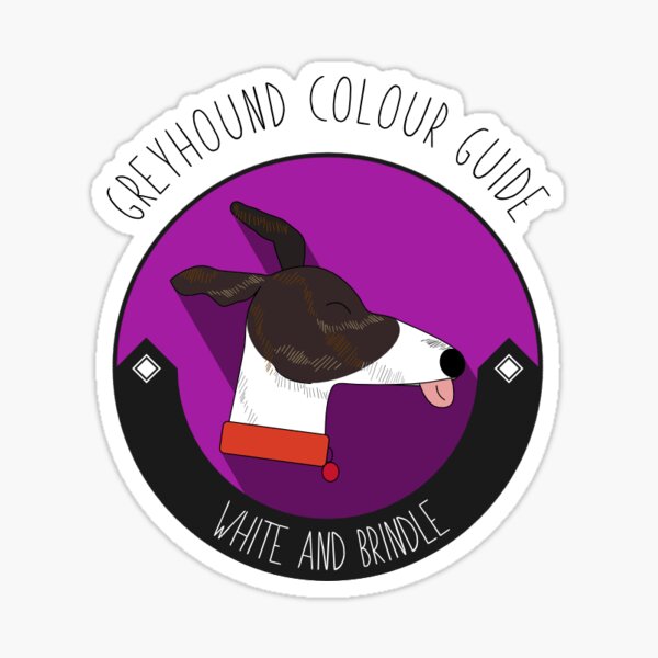 Greyhound Colour Guide - White and Brindle Sticker