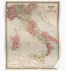 Vintage Map of Italy (1883) Poster