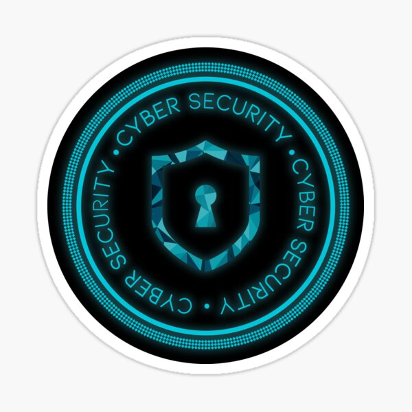 CYBER SECURITY BADGE SEAL - Electroblue - noir bg Sticker