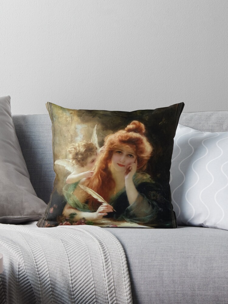 The Letter by Gabriel Ferrier Old Masters Reproduction Floor Pillow