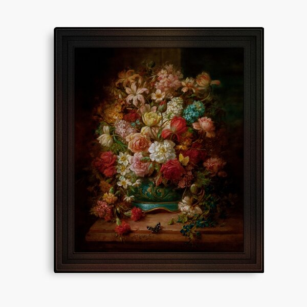 Bouquet Of Flowers With Butterflies by Hans Zatzka Canvas Print