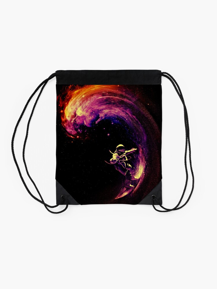 Alternate view of Space Surfing Drawstring Bag