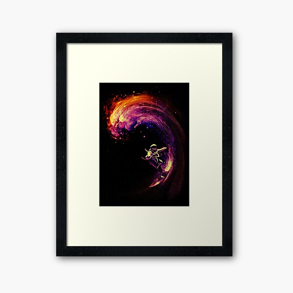 Space Surfing Framed Art Print