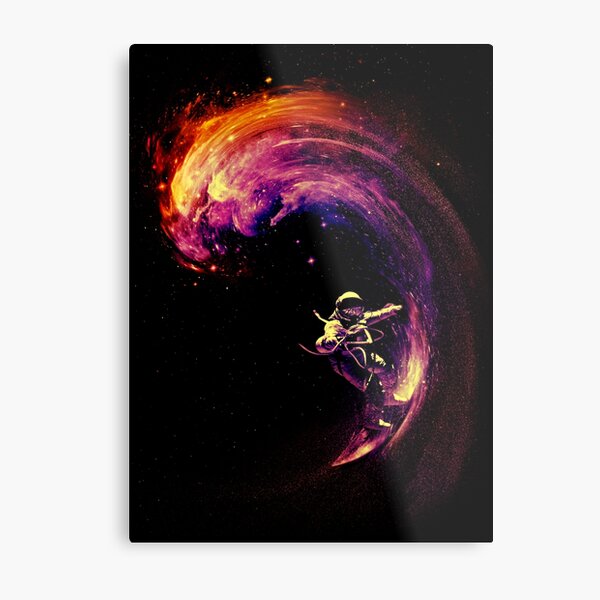Space Surfing Metal Print