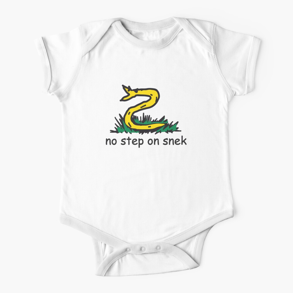 No Step on Snek yellow and black ANCAP Libertarian funny kiddish snake Gadsden Flag Parody Don't tread on me HD HIGH QUALITY ONLINE STORE Baby One-Piece