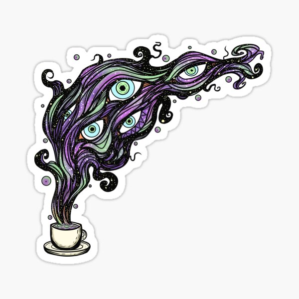 Psychedelic Cup of Coffee Sticker