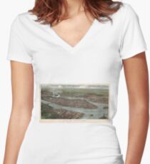 Camiseta entallada de cuello en V Vintage Pictorial Map of New York City (1879) 3