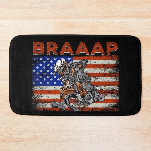Item preview, Braaap Vintage USA American Flag Motocross Biker designed and sold by MerchK1ng.