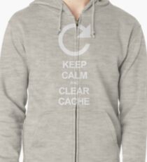 Keep calm and clear cache Zipped Hoodie