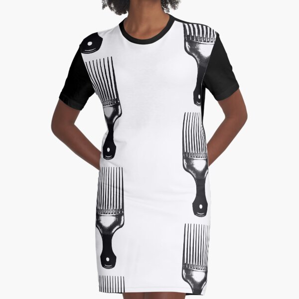 Afro Pick Graphic T-Shirt Dress